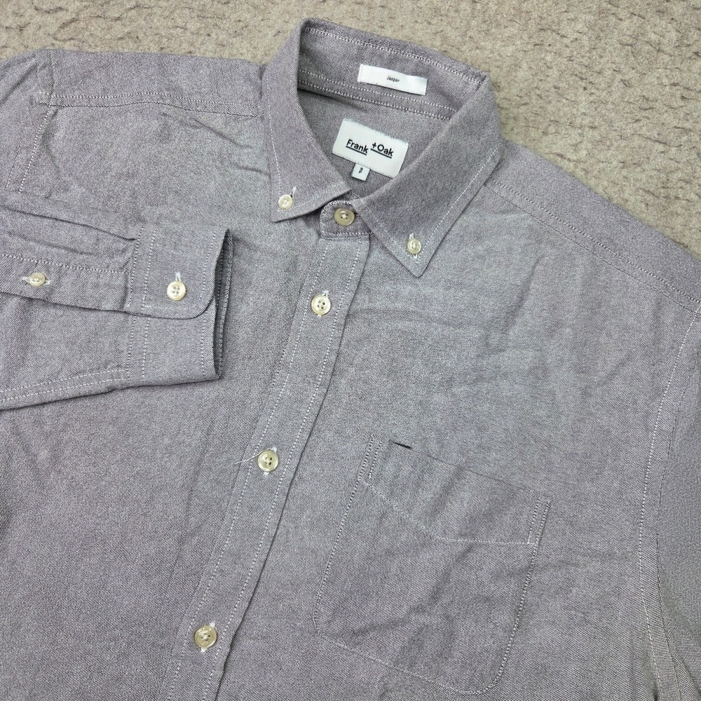 Frank & Oak Jasper Shirt Mens Small Gray Button Down Long Sleeve Business Casual